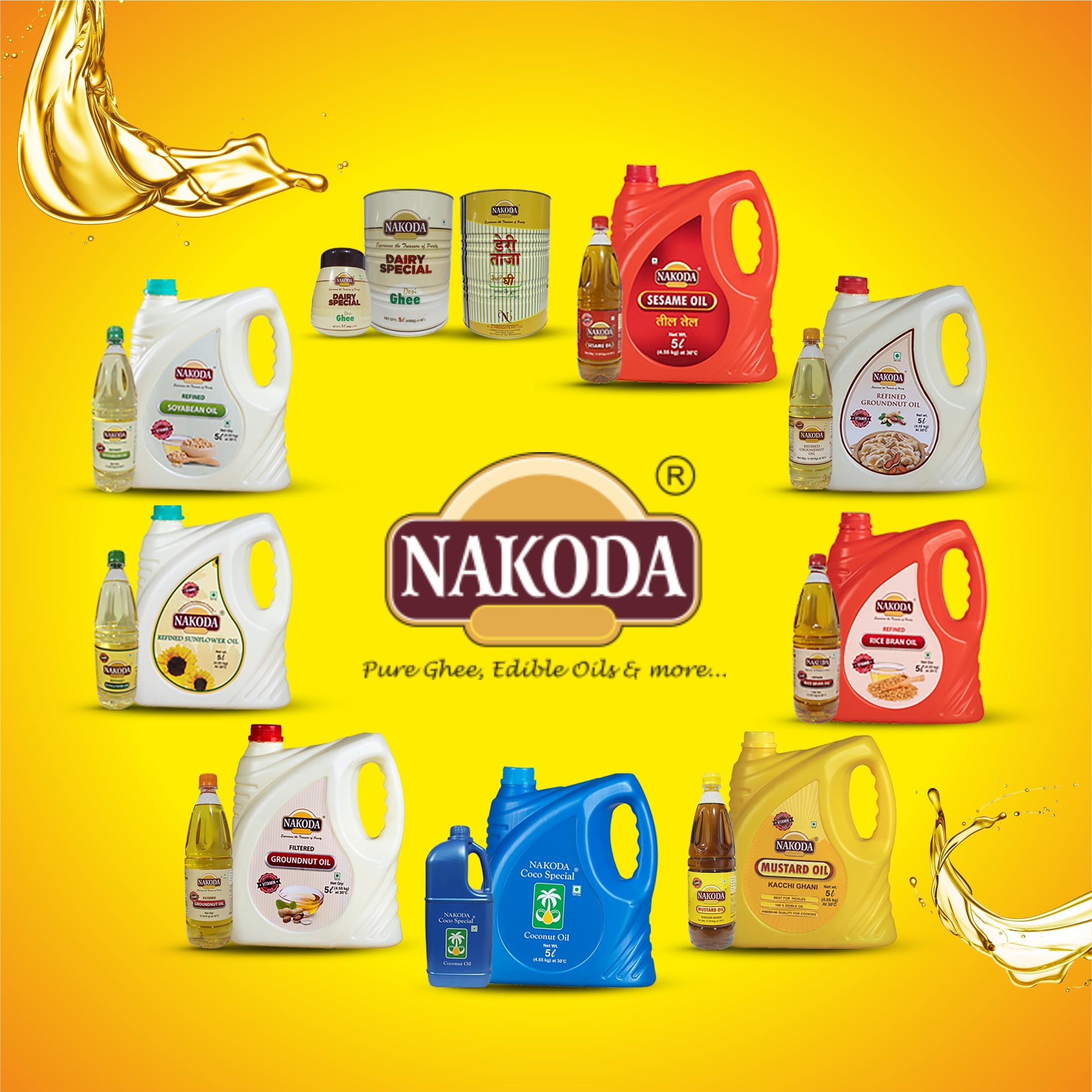 NAKODA NAKODA Sunflower Oil 5 Liter, Edible Oil for Cooking & Frying, Everyday Kitchen Use, Vegetable Oil, Healthiest Cooking Oil, Natural and pure oil