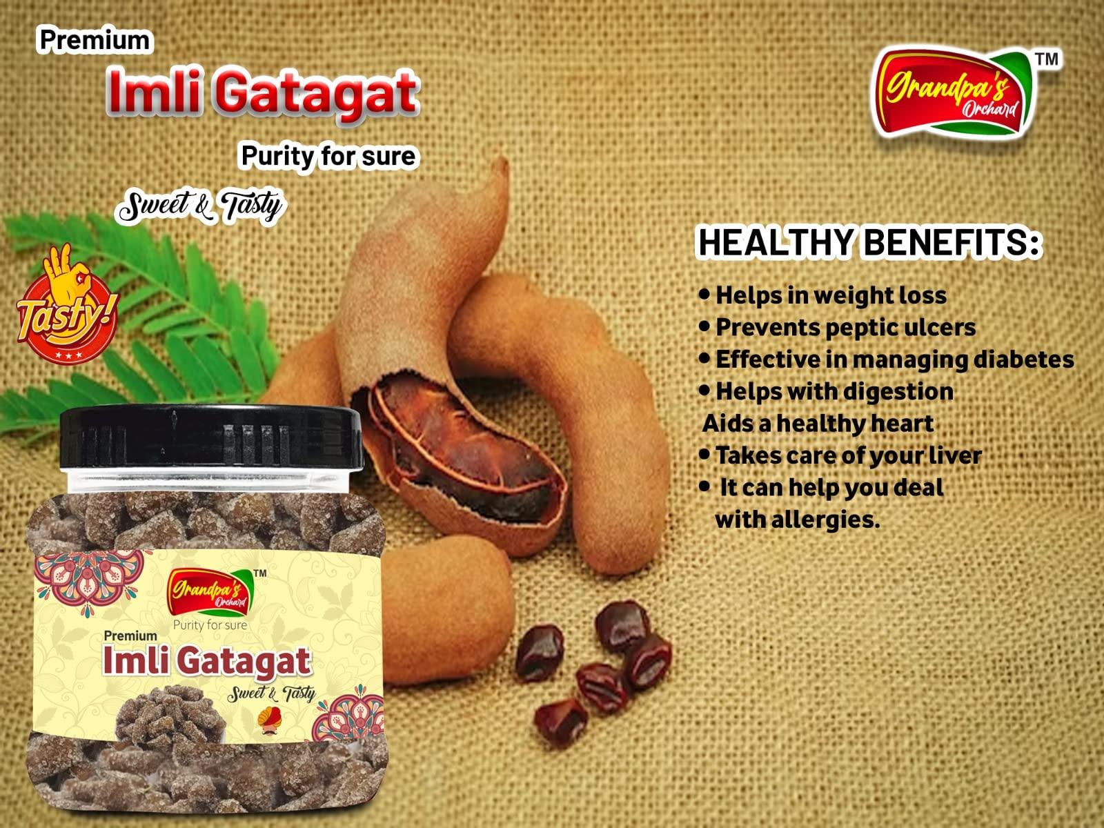 Grandpa\'s Orchard Grandpa\'s Orchard Imli Gatagat Toffee Soft And Chewy Digestive Mouth Freshener Tasty Pachak After-Meal Snack Khatta Mitha Goli 400 Gm Pack Of -1
