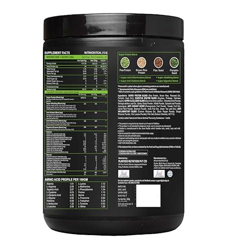 PLANTIGO Plantigo Protein Powder 24g Plant Based Protein, 3g BCAA, 2g Leucine, 3g Fiber, 4x Fast Digestion, 95% Bioavailability, 3x Anti Oxidants, Anti Inflammatory, Vitamins, Minerals - Vanilla Flavored 500g