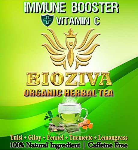 BIOZIVA BIOZIVA IMMUNE BOOSTER HERBAL TEA | + C VIT + TULSI + TURMERIC + LEMONGRASS + GILOY | 100% NATURAL INGREDIENT |