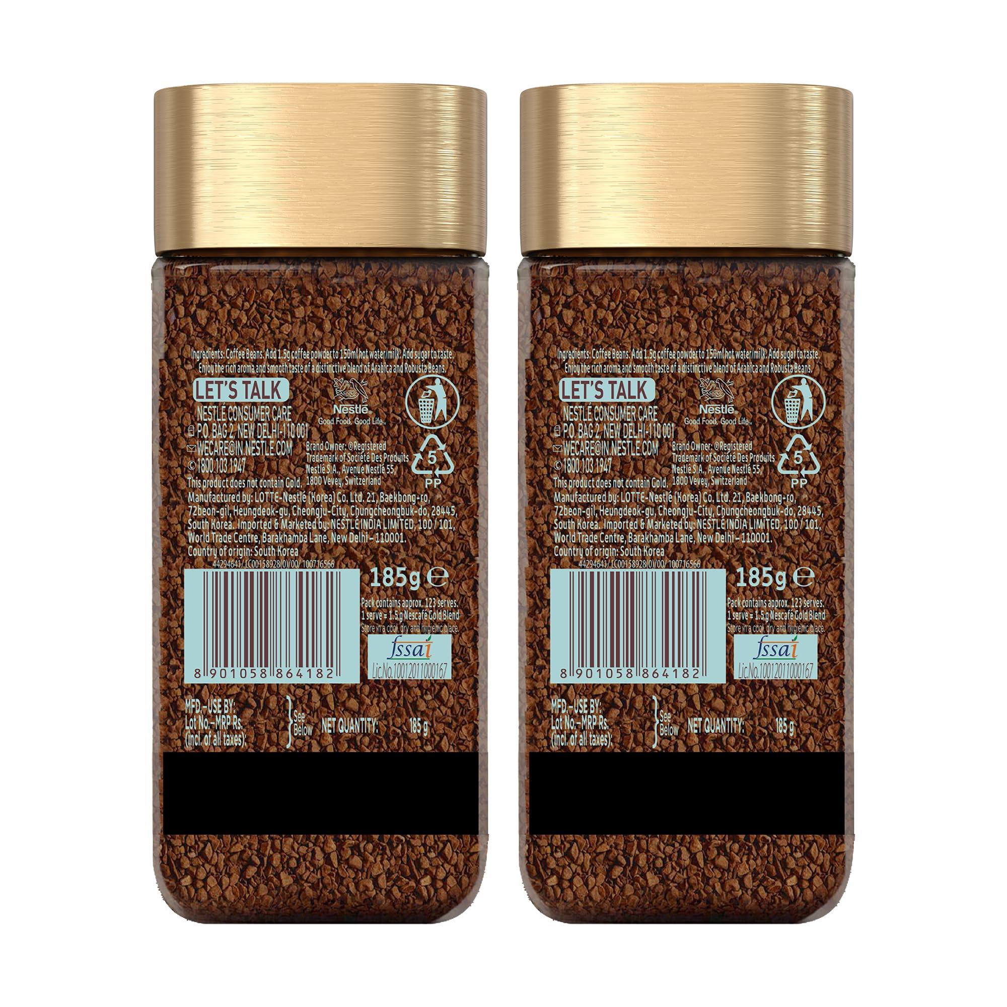 Nescafe Nescafe Gold Rich And Smooth Instant Coffee Powder, 185 Gram /190 Gram (Weight May Vary) (Pack Of 2) - Jar