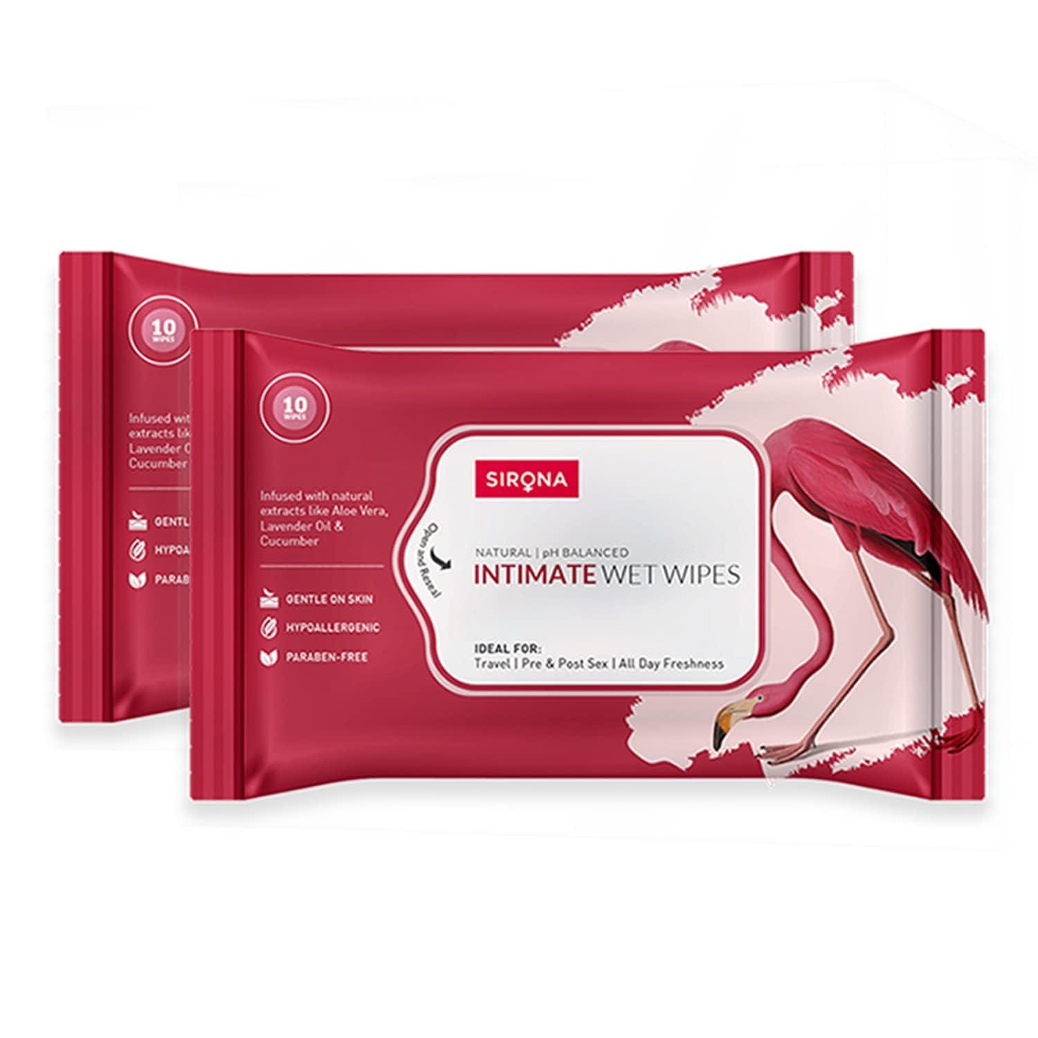 Sirona Sirona Natural Intimate Wet Wipes for Men & Women | Maintains PH Balance | Infused with Aloe Vera, Lavender Oil & Cucumber Extracts | Gentle and Safe | Hypoallergenic | Paraben Free | 20 Wipes