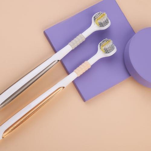 VIHAX VIHAX Three-Sided Soft Hair Toothbrushes for Kids, Soft Bristles V Shaped Toothbrush, Travel Toothbrush for Kids, Toddler and Autistic Oral Care 2pcs (Simple Shape, 2pcs)