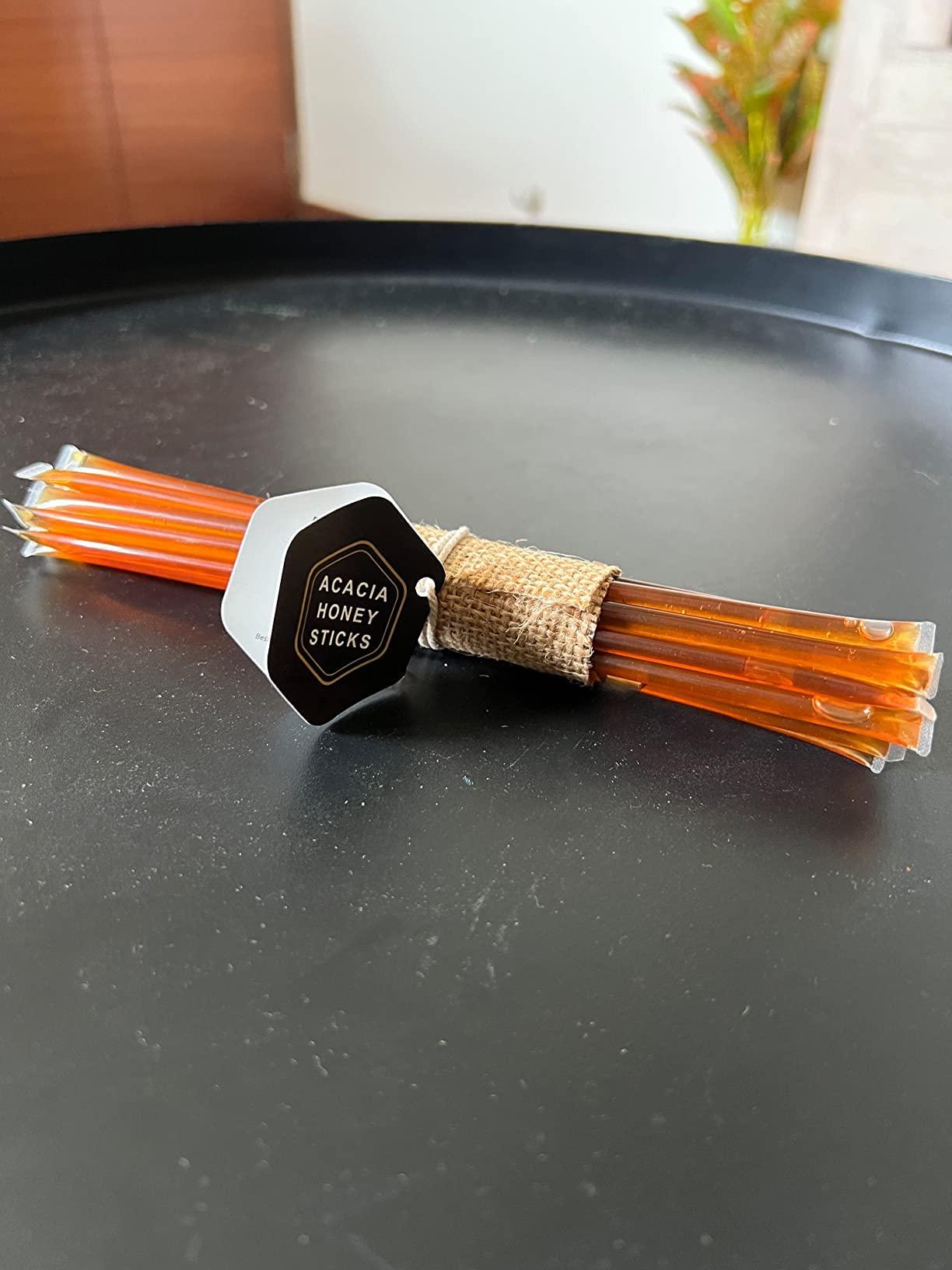 HR HONEY ROOTS HONEY ROOTS Acacia Honey Sticks: Pure, Organic, and Convenient Snack Pack for Kids and Adults - Bundle of 16 Sticks