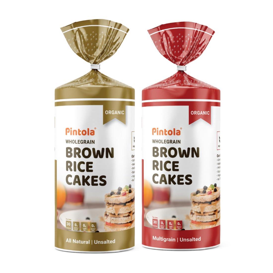 Pintola Pintola Combo - Chocolate Peanut Butter Creamy 1Kg + Rice Cakes (Unsalted & Multigrain) (Pack of 2) (130g x 2), 100% Roasted Peanuts butter Chocolate Flavour Creamy,High Fibre With Organic Rice Cake