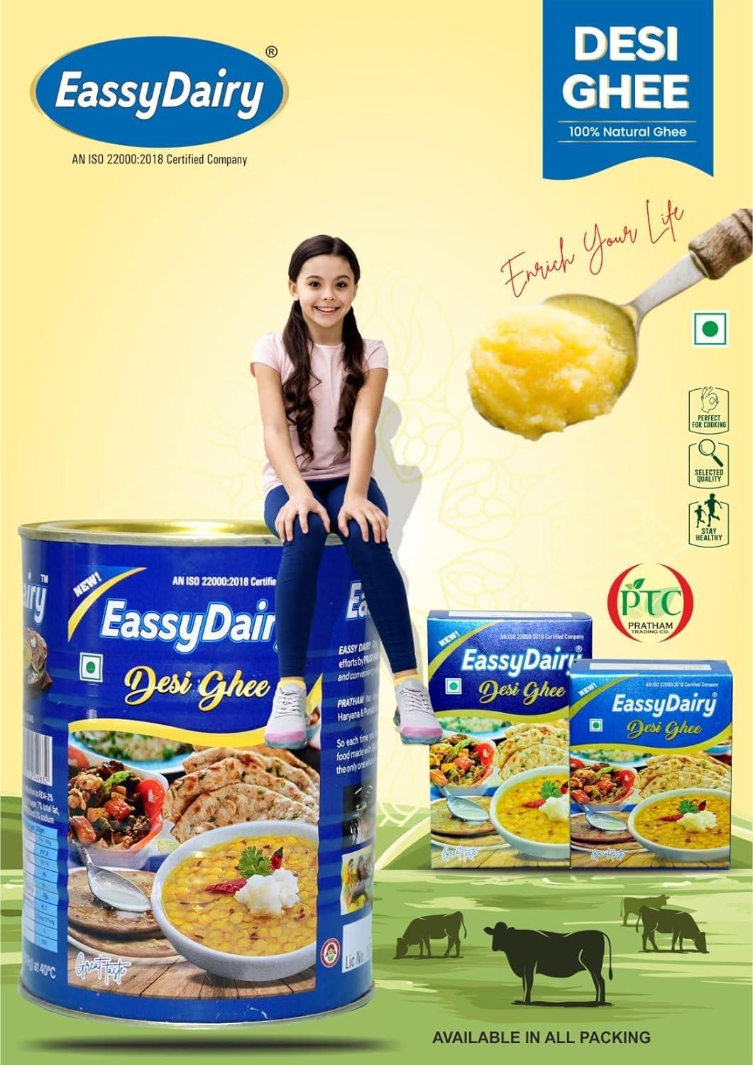 EassyDairy EassyDairy Pure Desi Buffalo Ghee for Better Digestion Tin Pack (2 Litre)