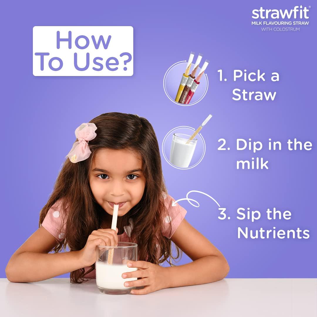 Strawfit Strawfit 7 Assorted & 3 Assorted, Milk Flavoring Straw with Colostrum for Kids' Immunity, Health and Nutrition, Total 10 Straws (2 Packs)