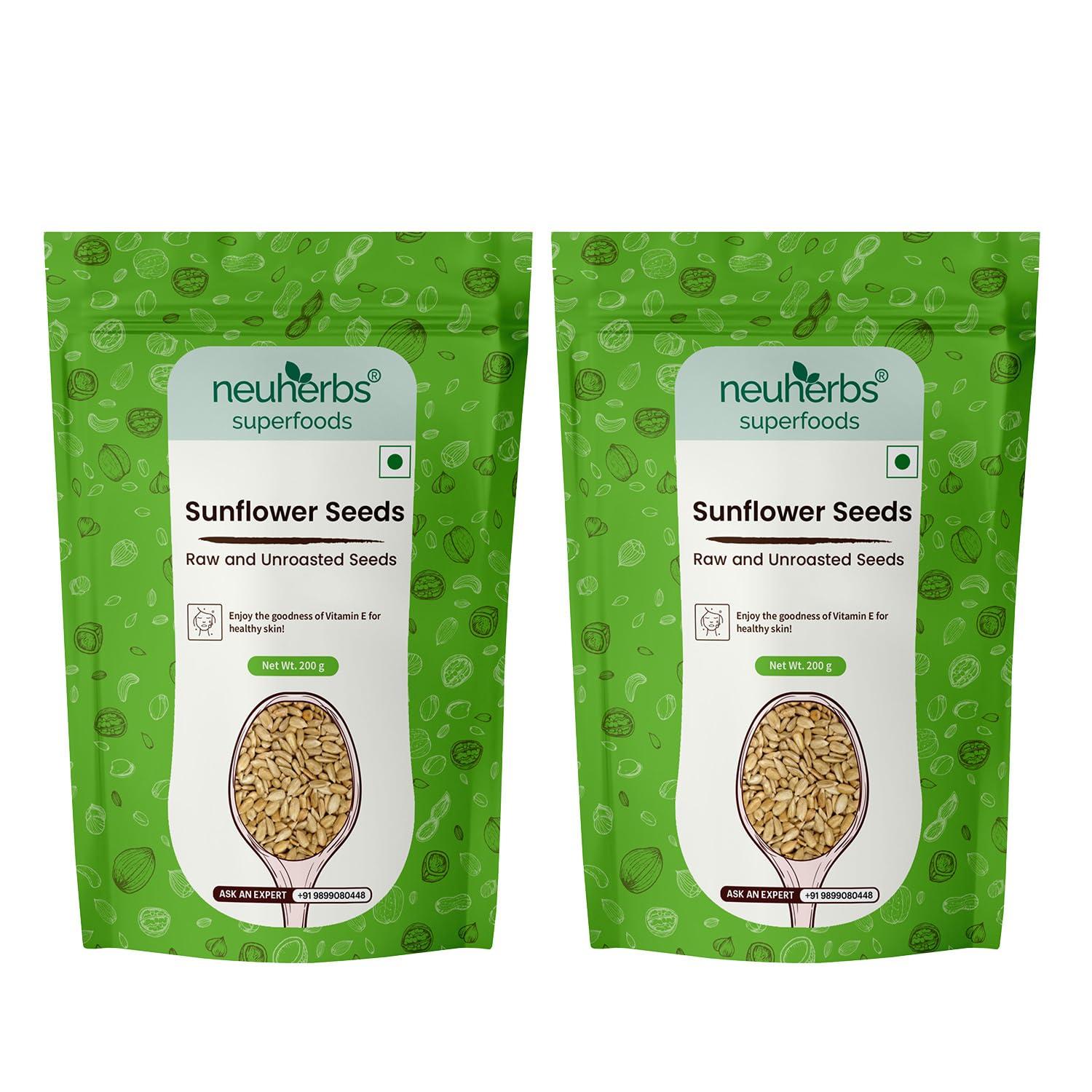 Neuherbs Neuherbs Raw Sunflower Seeds for Eating, Rich in Protein and Fiber : 200 G Pack of 2