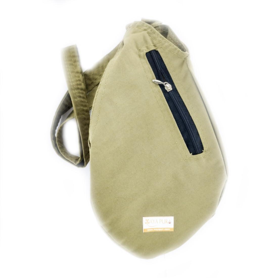 MAYAPURI MAYAPURI Pure Khadi Cotton Khaki Color Double Stitched Gomukhi Japa Mala Bag or Chanting Bag, Beads Bag with Zip Pocket and Sakshi Mala Counter