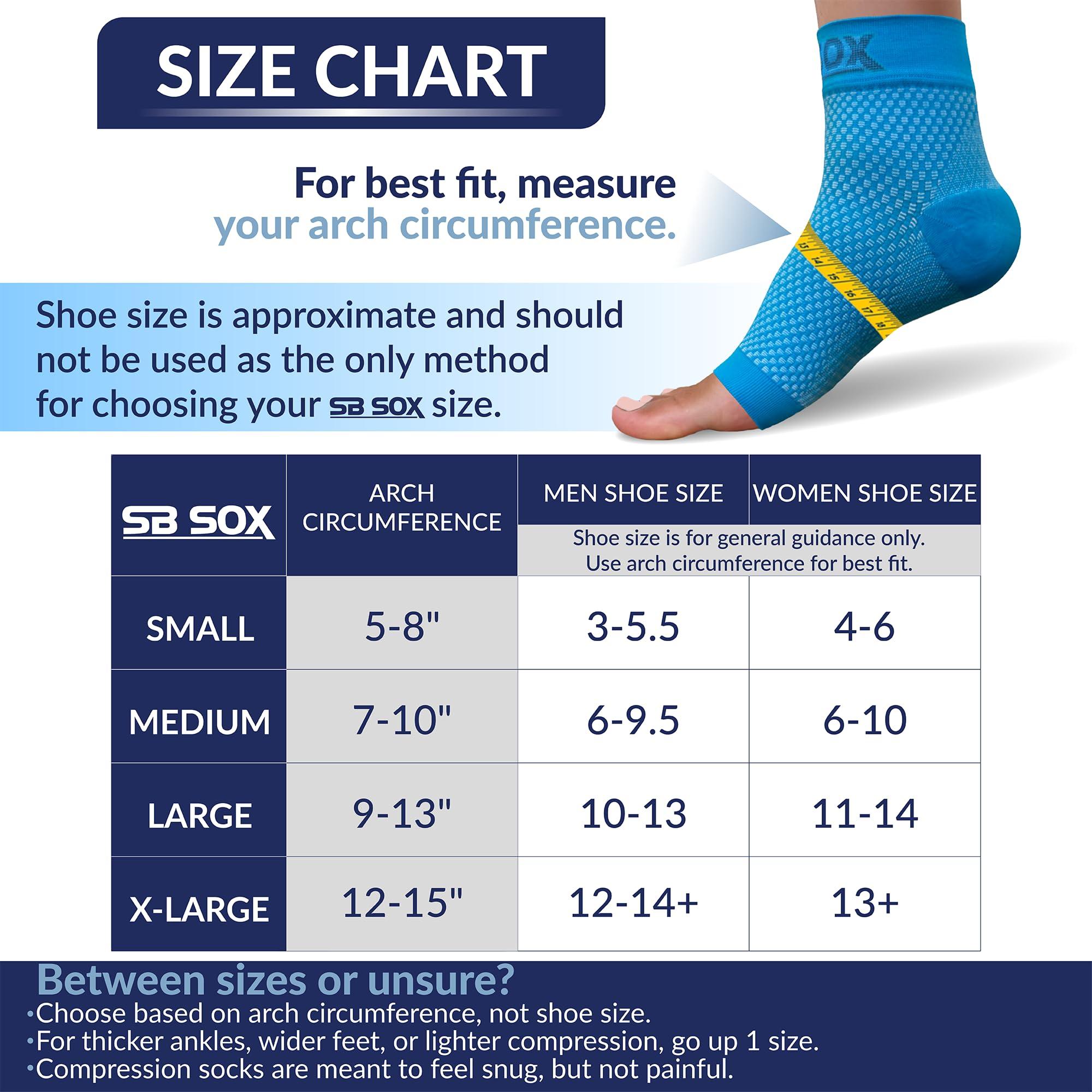 SB SOX SB SOX Compression Foot Sleeves for Men & Women - BEST Plantar Fasciitis Socks for Plantar Fasciitis Pain Relief, Heel Pain, and Treatment for Everyday Use with Arch Support (Blue, Large)