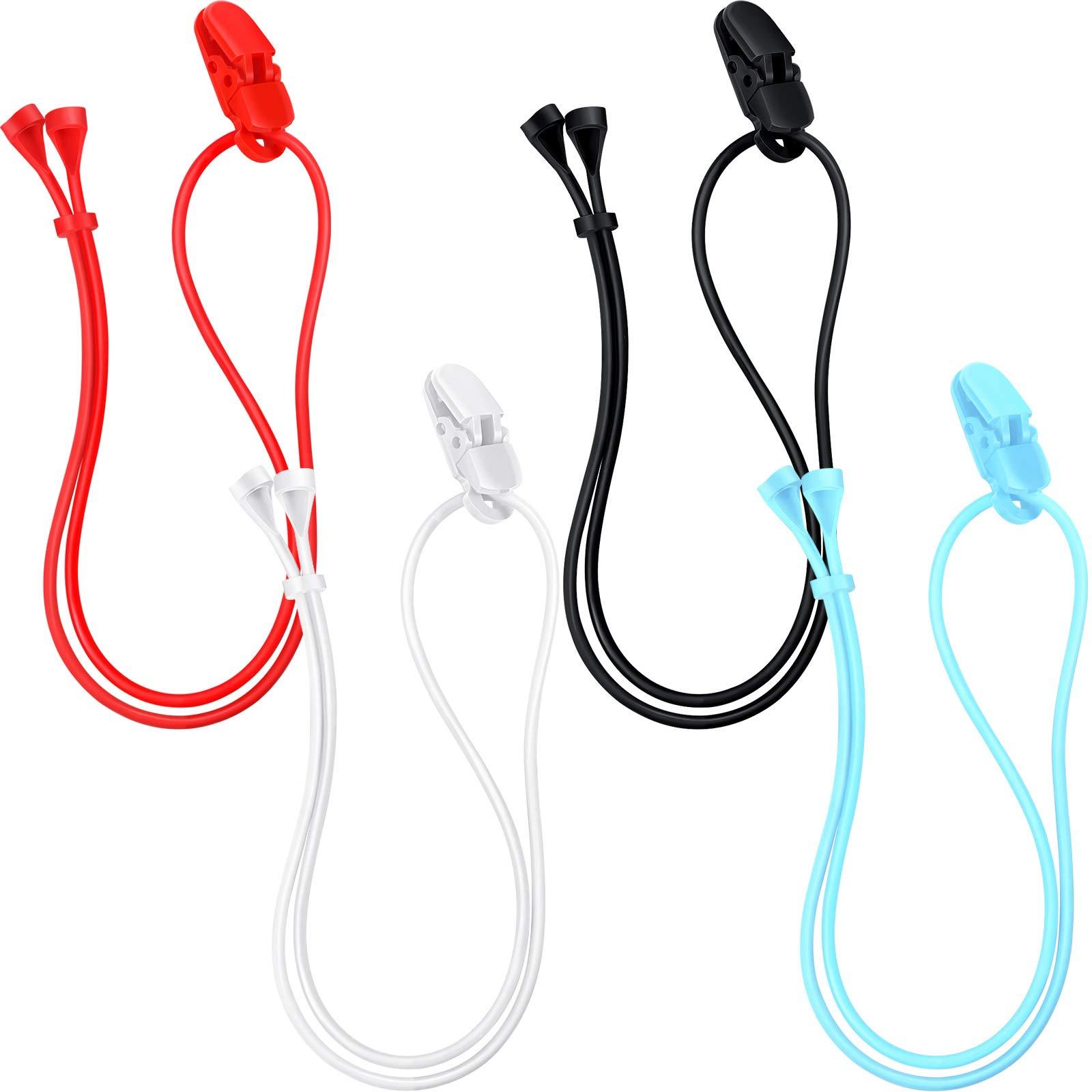 BBTO 4 Pieces Hearing Aid Clips Adjustable Hearing Aid Clip Holder Anti-lost Hearing Aid Lanyard for Adults Seniors, 4 Colors