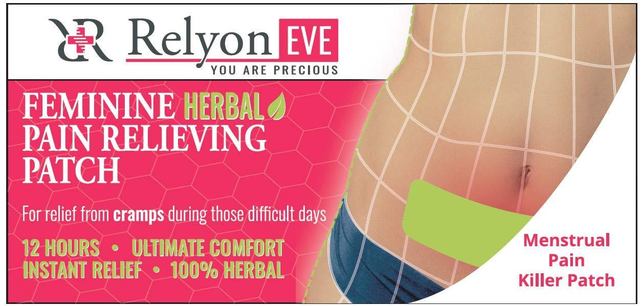 Relyon EVE RELYONEVE E Herbal Pain Relief Patches - Menstrual pain Cramps -Back pain -World first trasndermal patch with Boswella- Instant Releif Plaster & Patch (5 Patches)
