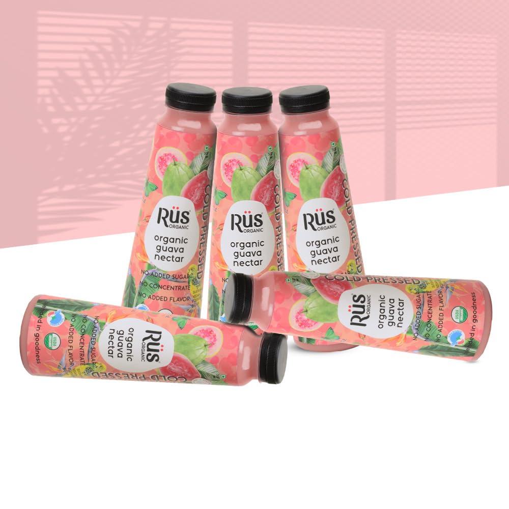 Rus Organic Rus Organic Fresh Organic Guava Juice | (Pack of 05 )x 500 ml (Per Box ) | No Concentrate | No Added Sugar | | Fresh | Cold Pressed Fruit Juice