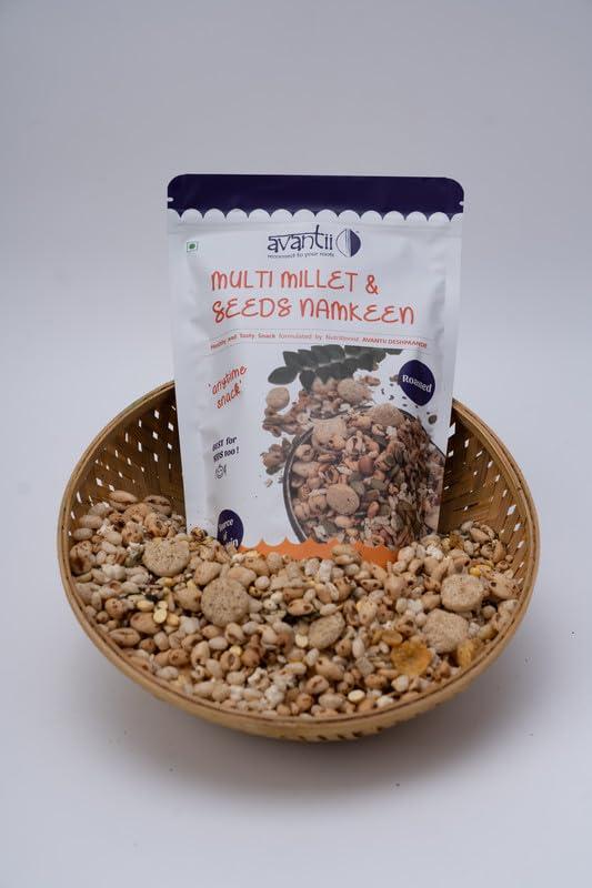 avantii reconnect to your roots Avantii Multi Millet & Seeds Namkeen 100g Pack is a Good Recipe For an AnyTime Snack. Be it a Quick Morning Evening Snacks 100g (Pack of 3)