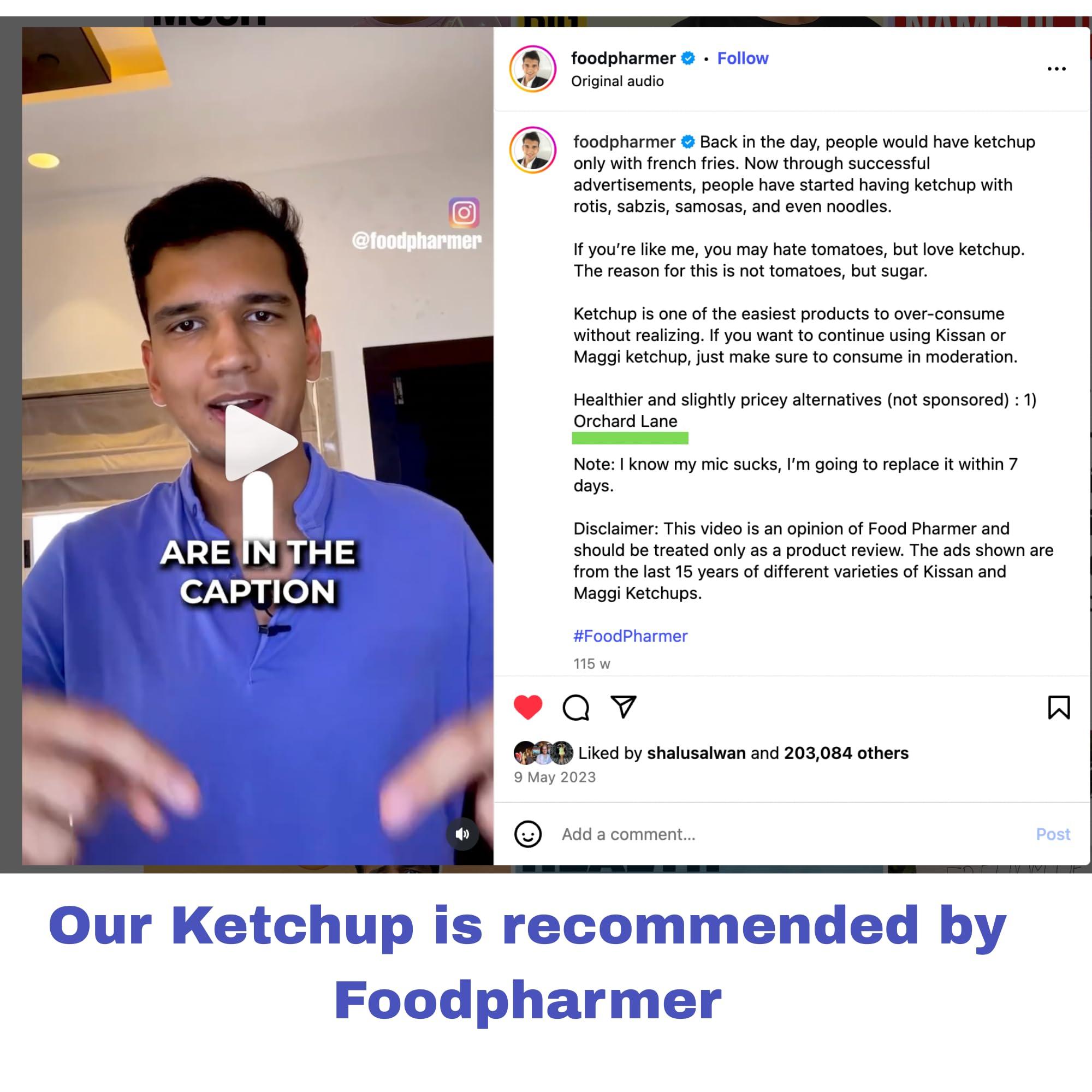 Orchard Lane Orchard Lane Healthy Tomato Ketchup Made With Jaggery And Natural Spices | Homemade Taste | No Preservatives No Msg | Gluten Free| Keto Friendly| Vegan - 350 G