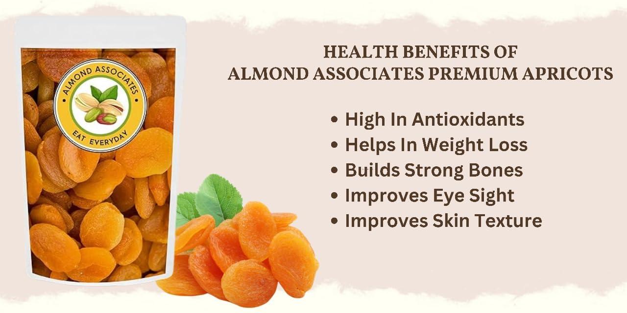Almond Associates Almond Associates Natural Premium Dried Apricots (500g) | Dried Khumani | Quick Dry Fruit for Snacking | Sun Dried Non GMO Gluten Free.