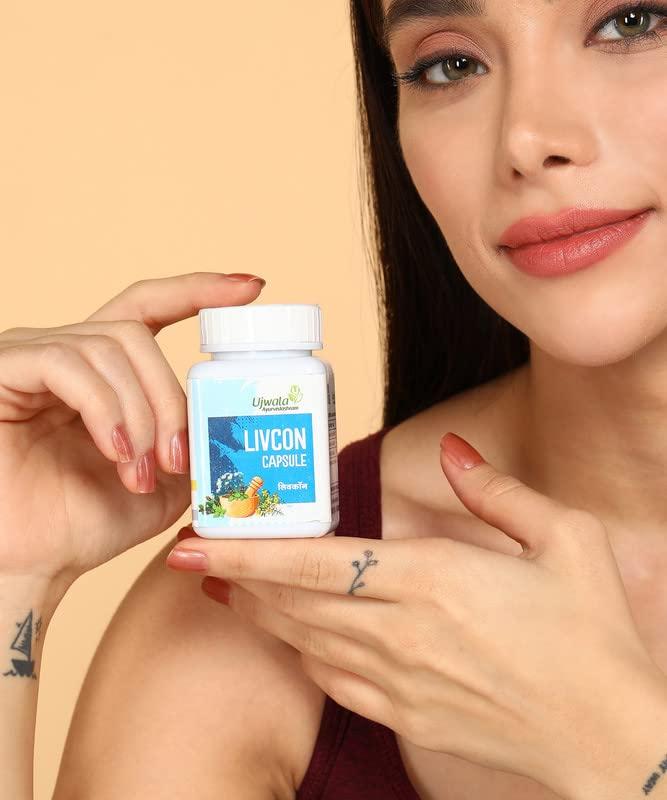 Ujwala Ayurvedashram Ujwala Ayurvedashram Livcon Capsule And Assicon Syrup Kit For Gas Problem For Urticaria | Hives Problem | Combination Of Guduchi,Bhuiamla,Pitpada,Bhringraj ||