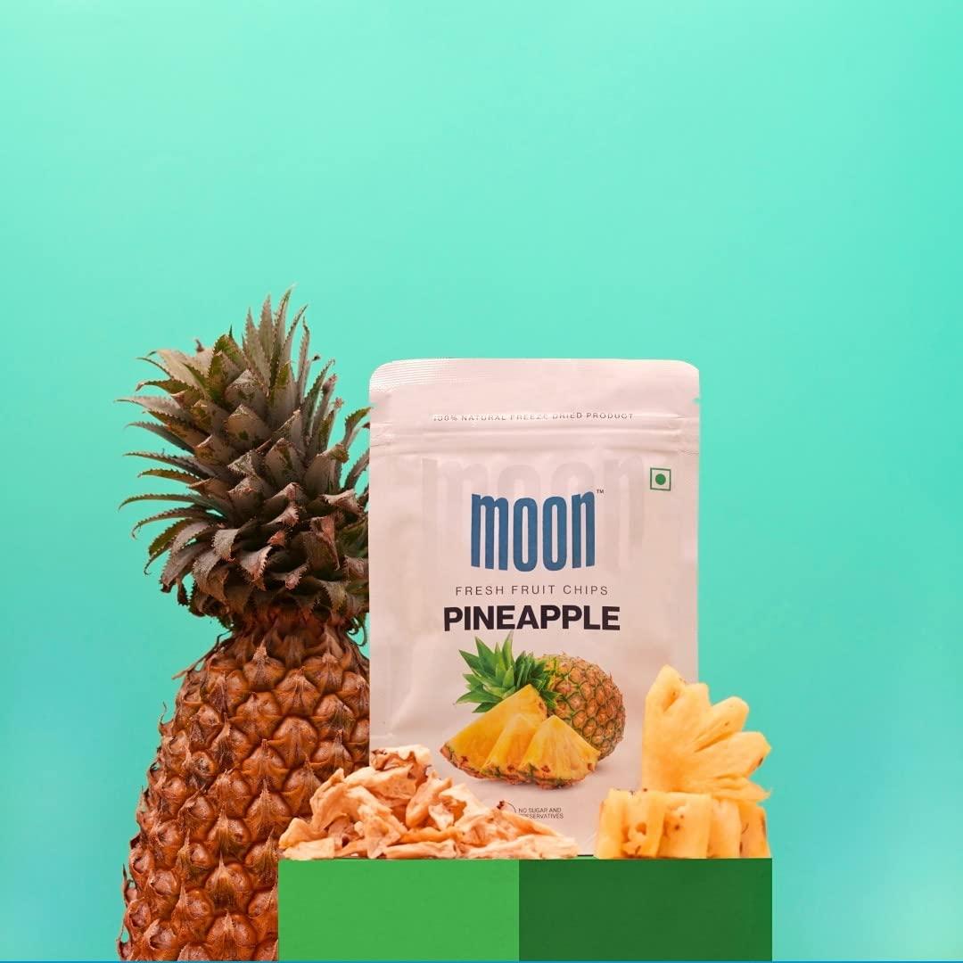 Moon Moon Freeze Dried Pineapple Chips | Healthy Pineapple Snack | 100% Natural, Vegan, No Preservatives, No Added Sugar | 16 Gm | Moon_Pineapple_Chips | (16Gm) Pack of 3