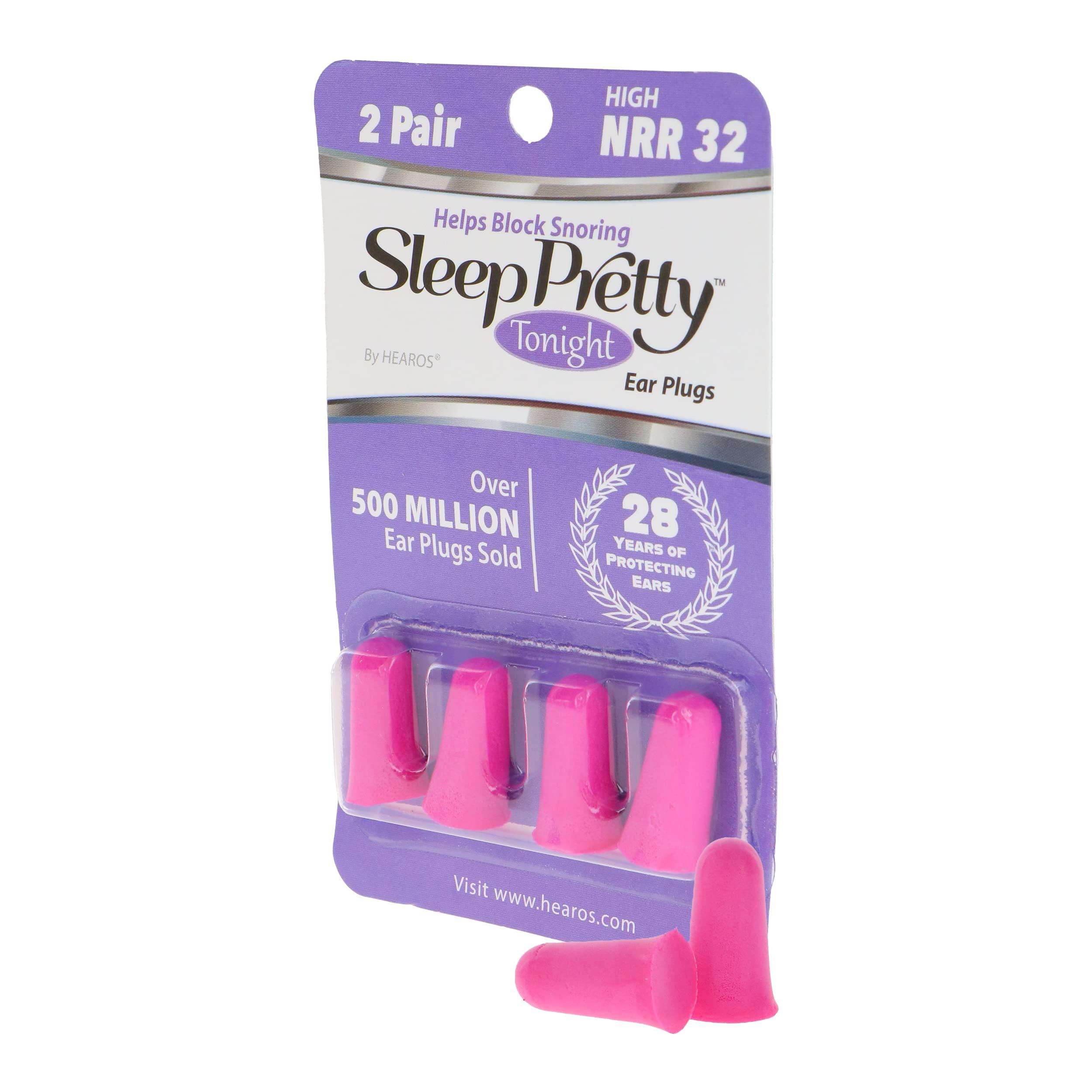 HEAROS Hearos Sleep Pretty Tonight Ear Plugs, Foam NRR 32, 2 Pair, Pink (5815)