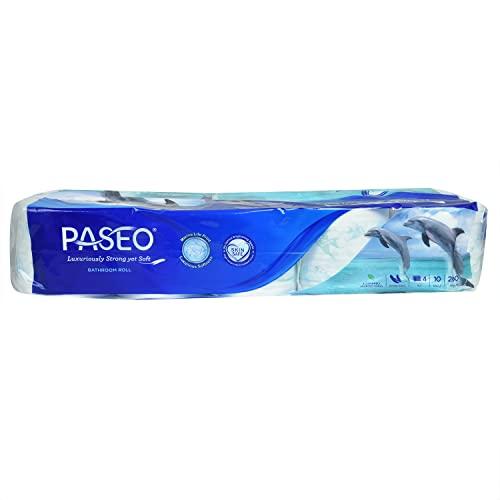PASEO Paseo Dolphin Luxuriously Extra Soft 4 Ply Toilet Paper 10 Toilet Rolls x 200 Toilet Tissue Sheets Sheet Size 9.9 x 11.4 cm