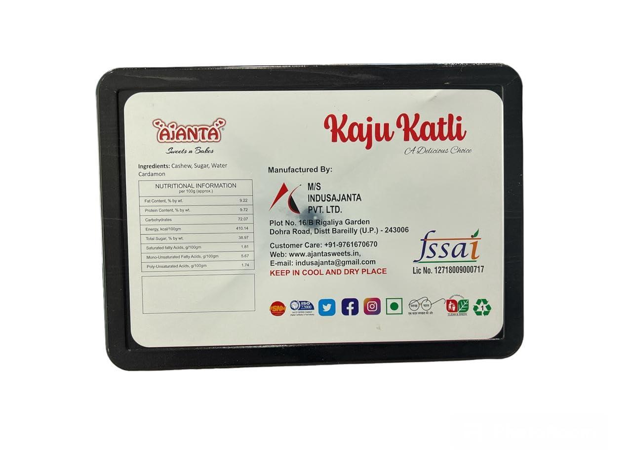 Generic Ajanta Sweets Bareilly Special Kaju Katli Sweet | Kaju ki Barfi Sweets 100% pure desi ghee Peparations (Pack of 250g)| Authentic Indian Sweet Delight