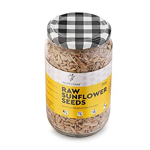 Indicow Indicow Achyutam Raw Seeds | Natural Chemical Free Edible Seeds| Glass Jar 500gms (Sunflower Seeds, 500 gm)