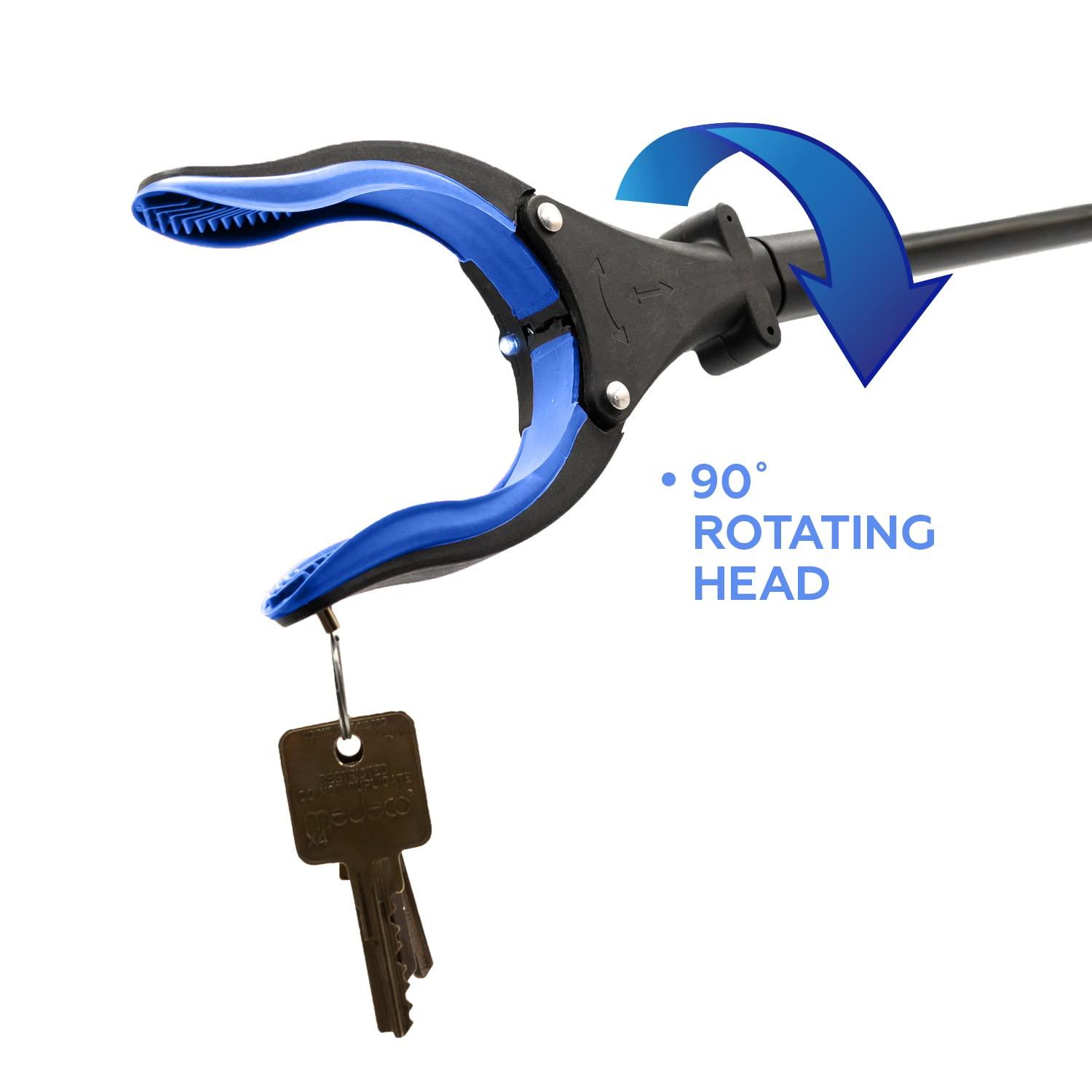 Luxet Luxet Grabber Reacher Tool-Long 32 Inch(Blue)Aluminum Foldable Pick Up Stick-Strong Grip Shelves Led Light Magnetic Tip,Lightweight Trash Picker Claw Reacher Grabber Tool For Elderly