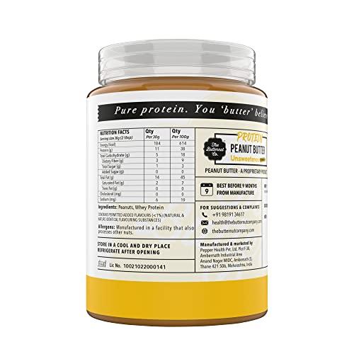 The Butternut Co. The Butternut Co. Protein Peanut Butter Unsweetened, Crunchy 925 Gm (38G Protein, No Added Sugar, Whey Protein Isolate)