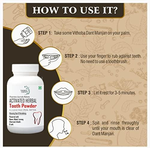 Vama ayurveda VAMA ROOTS Ayurvedic Dant Manjan Organic Teeth Powder Strong White Teeth Germ Killer | Hot Cold Sensitivity,Dental Pain Tooth Ache Relief, Mouth Smell Bed Breath Remover 100gm