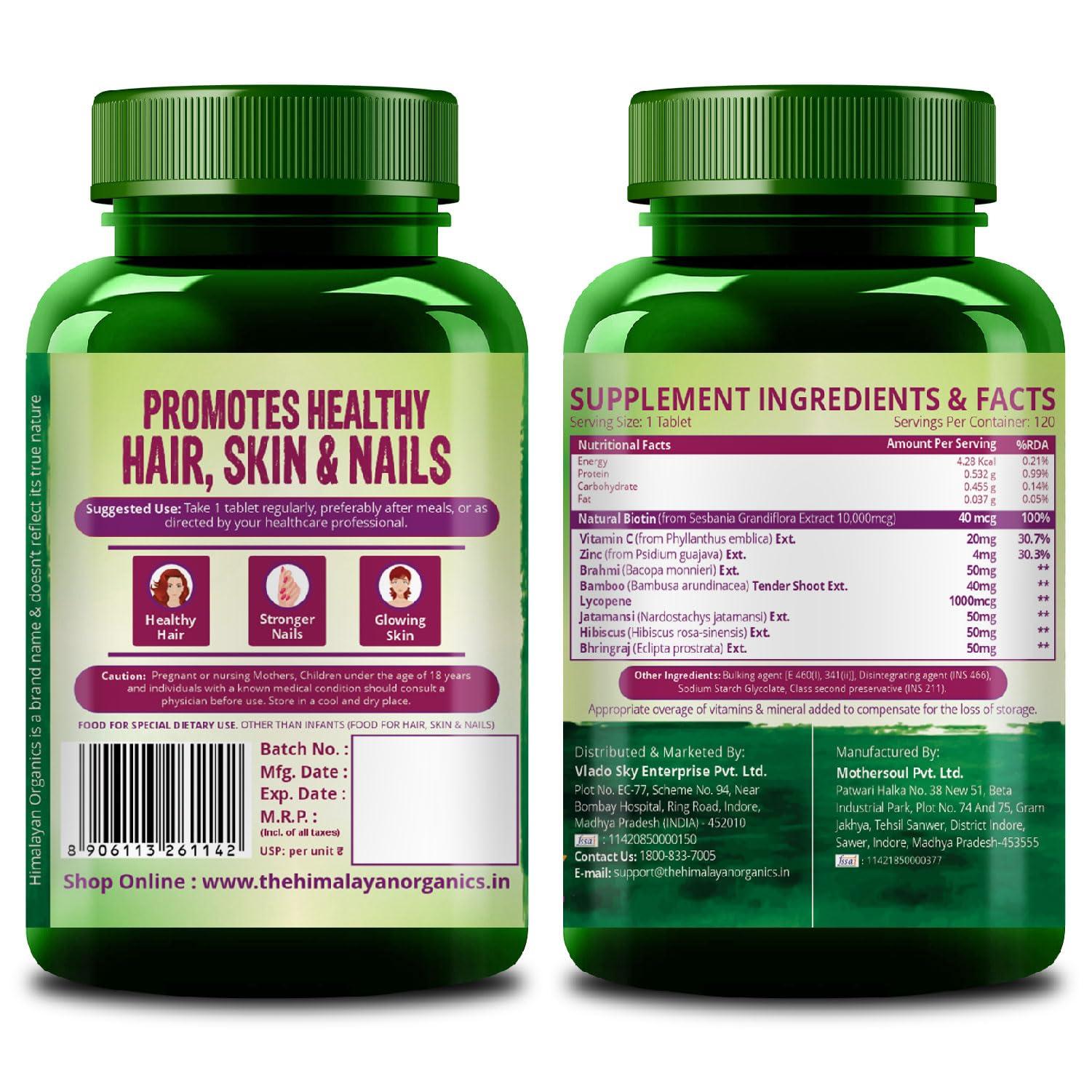 HIMALAYAN ORGANICS Himalayan Organics Biotin - Hair & Skin Gummies For Men and Women - 60 Gummies