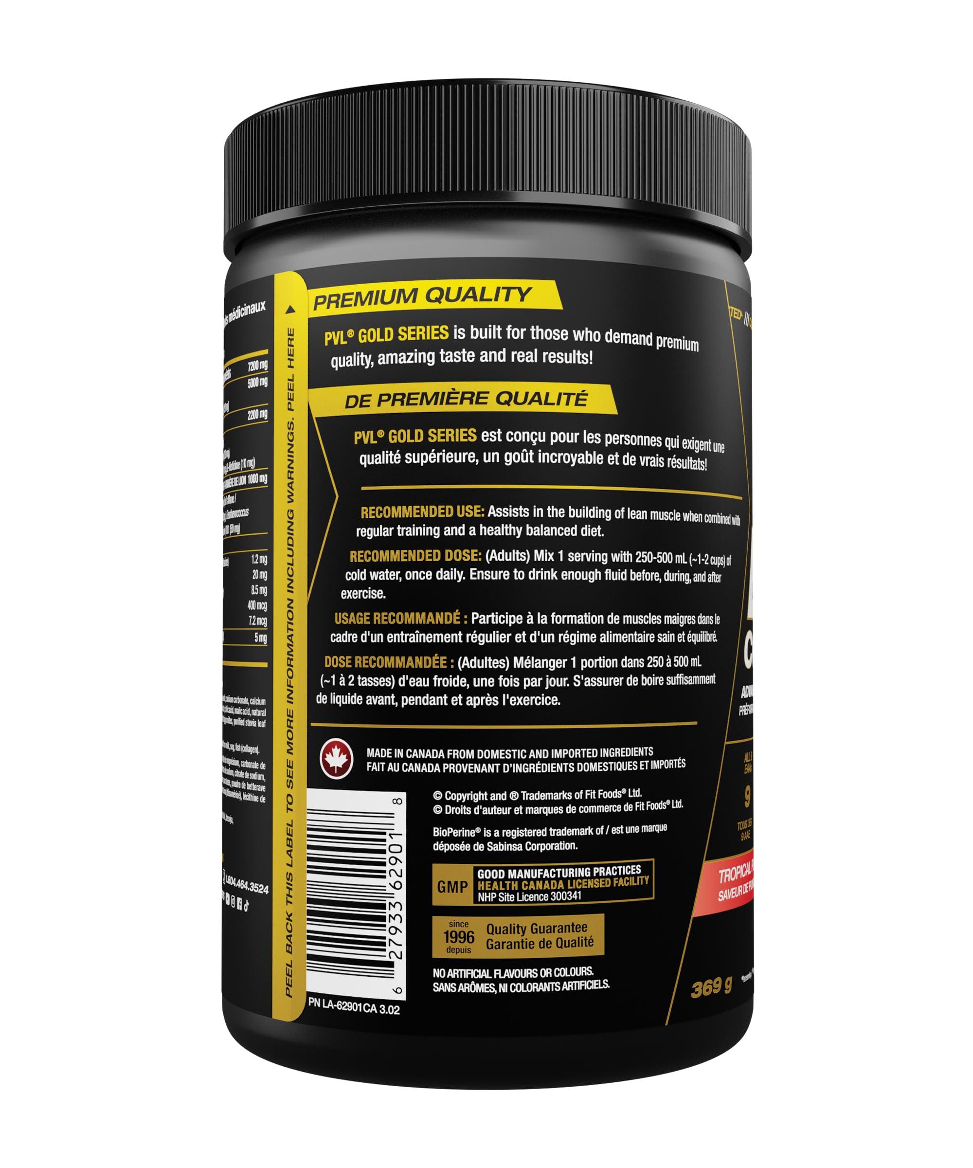 PVL PVL Gold Series EAA+BCAA Complete Flavor Protein Powder 330 Gram (Tropical Punch Flavor)