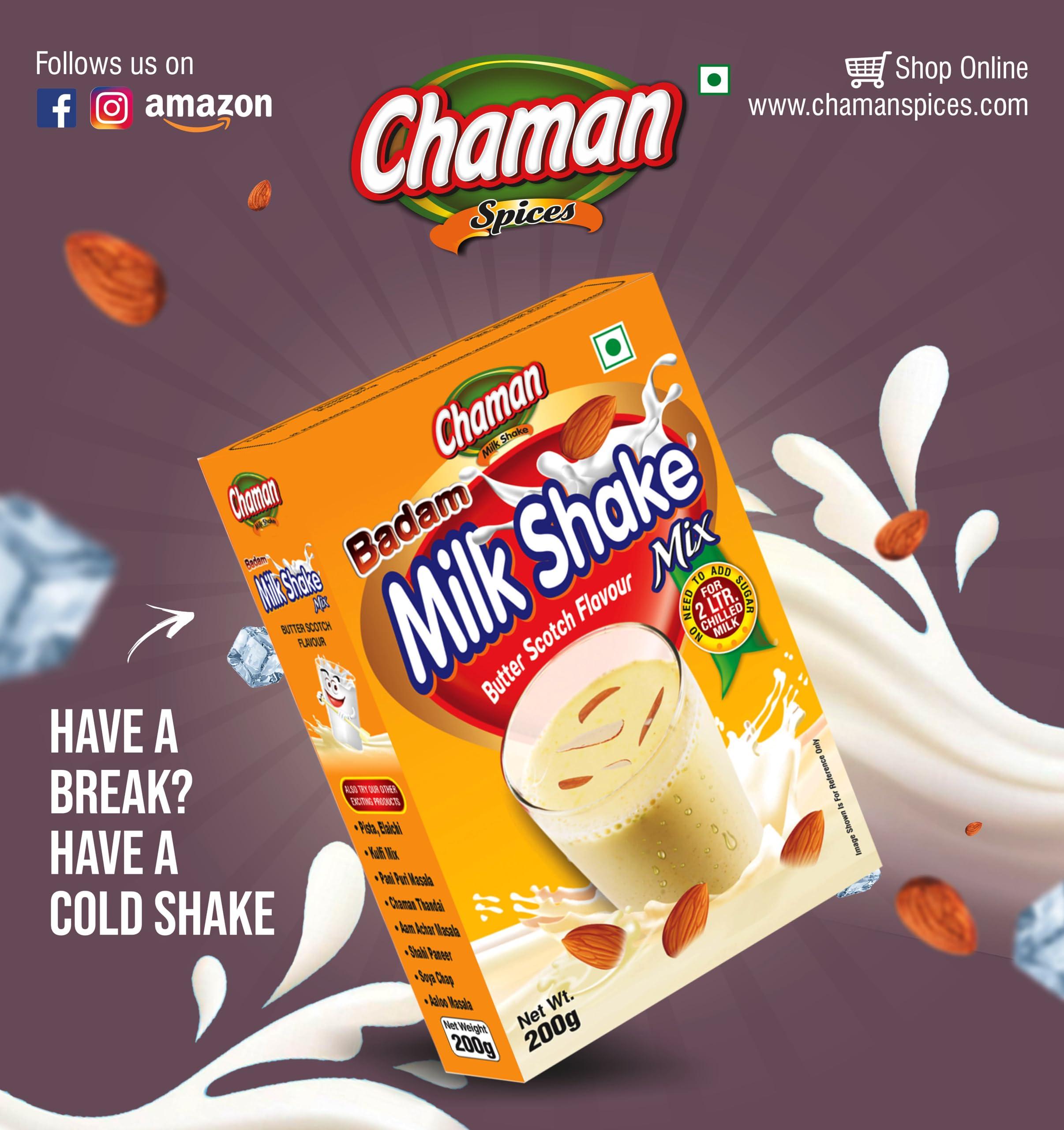Chaman Chaman Butterscotch Milkshake Mix Powder With Badam Bits 200G, Vegetarian
