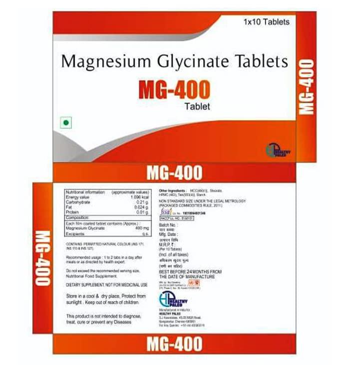 Healthy Paleo Healthy Paleo Magnesium Glycinate tablets for 100 days (50 tablets, Serving size-Half (1/2) Tablet/day) 100% Vegetarian that help maintain health, especially in your brain, heart, and muscles.
