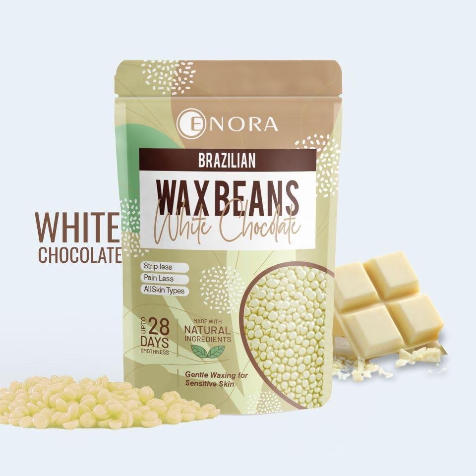 ENORA ENORA Hair Removal Brazilian Hard Wax Beans For Face, Eyebrow, Back, Chest, Bikini Areas, Legs, Arms And Beards,Black Head, Tan, Dead Skin | Smooth | (300 Gram, WHITE CHOCOLATE)