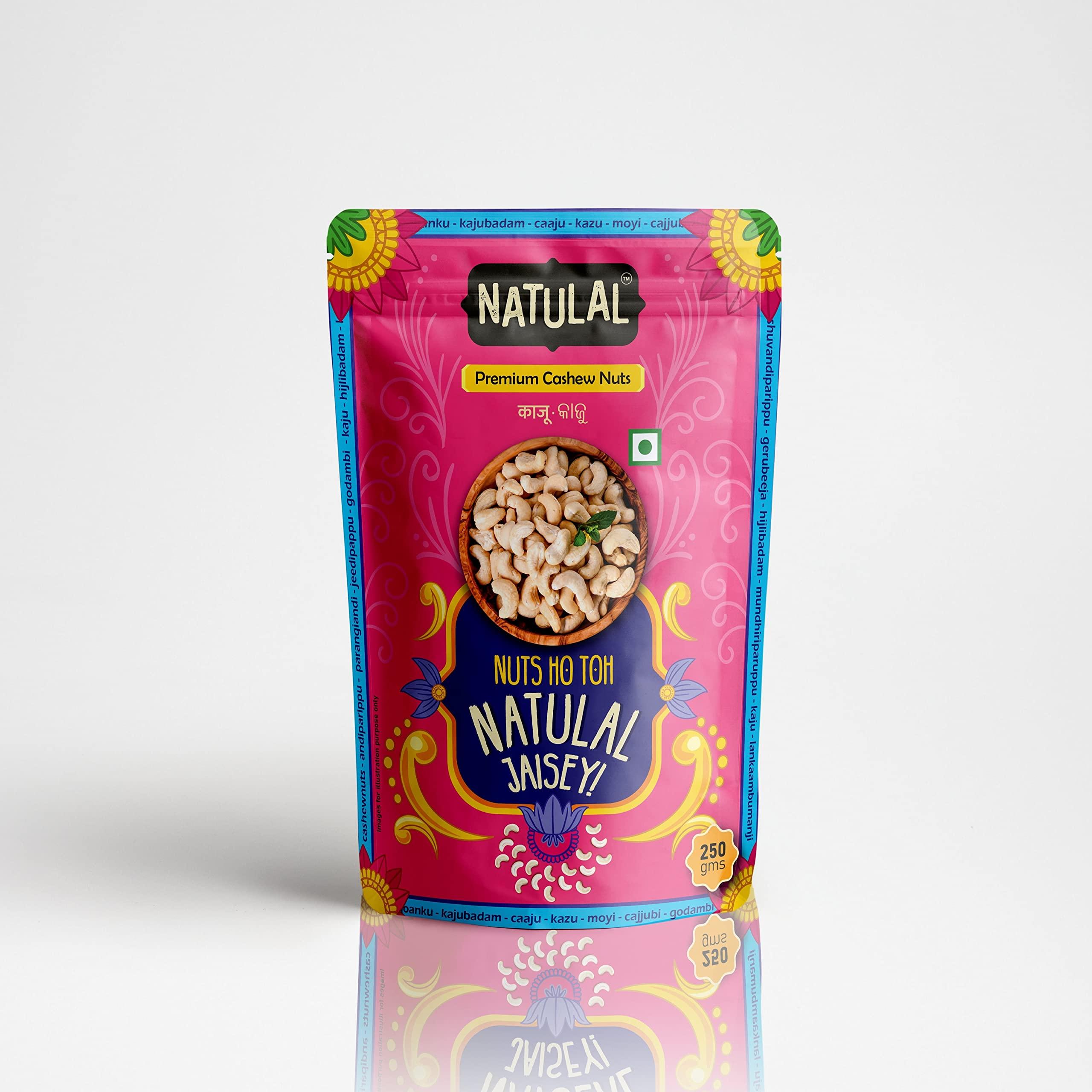 NATULAL \'NATULAL\' Premium Air Roasted whole Cashews (1kg) Pack of 4 | Premium Kaju Nuts| Traditionally Roasted| Gluten Free| Crunchy & Delicious