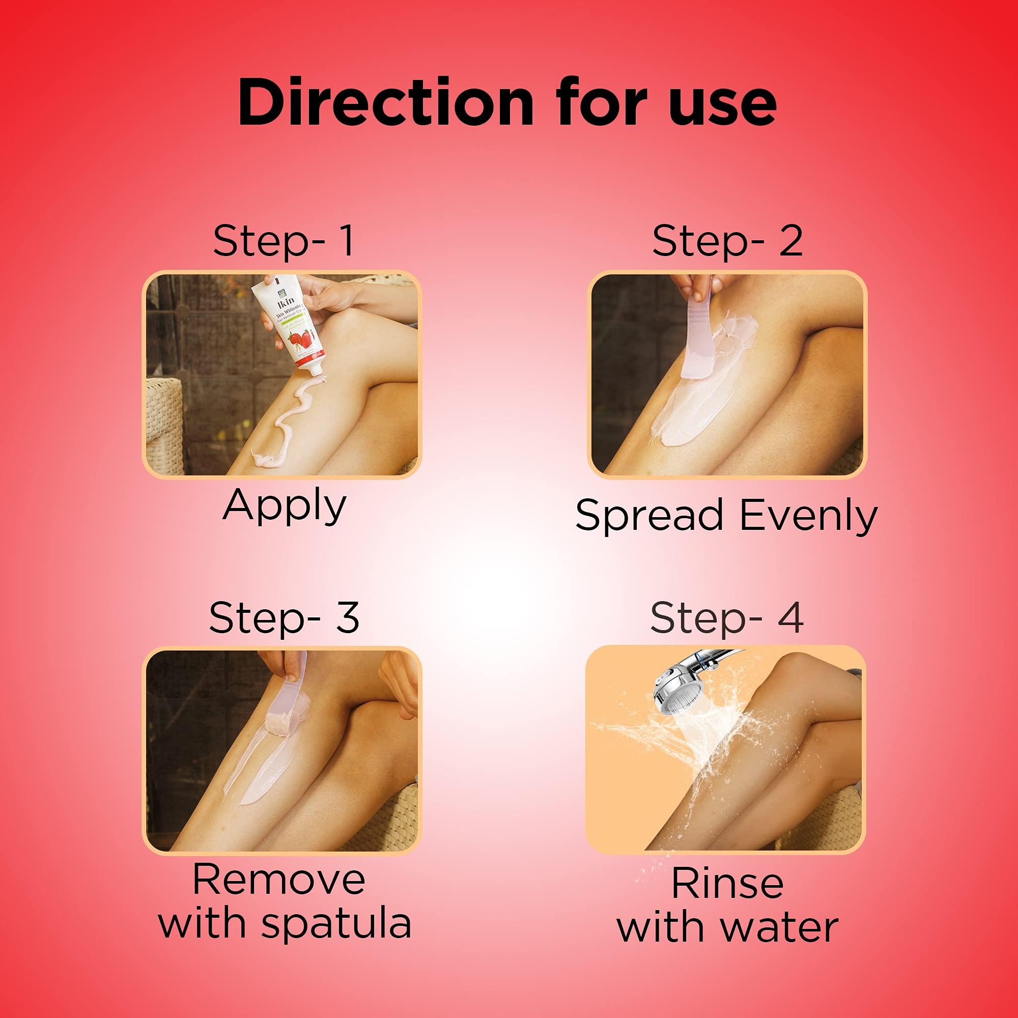 Ikin Ikin Skin Brightening Hair Remover Cream, 60g - Hair Removal Cream for Girls & Women for All Skin Types | Pack of 4 (60gm X 4)