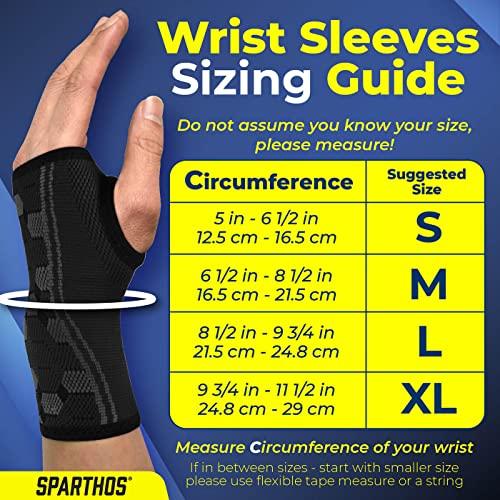 Sparthos Sparthos Wrist Support Sleeves (Pair) Medical Compression for Carpal Tunnel and Wrist Pain Relief Wrist Brace for Men and Women Made from Innovative Breathable Elastic Blend