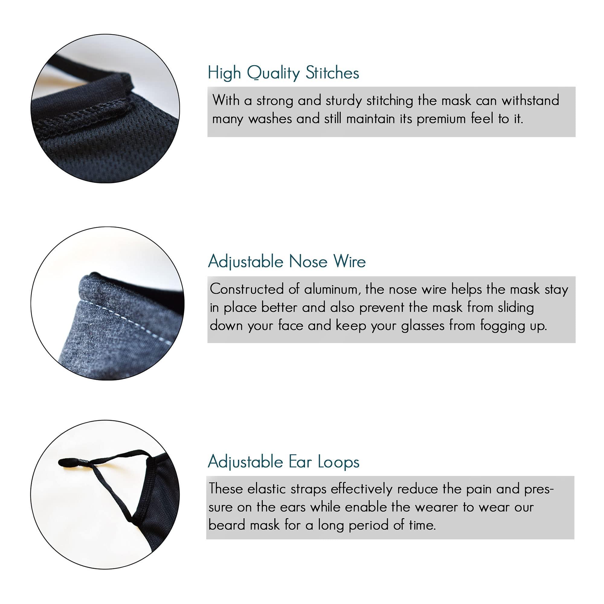 KT Valley Company Beard Face Mask for Men with a Beard, Bearded Men Face Mask, Reusable and Comfortable Beard Mask (Camo Gray (7 Inches) Gen 2)