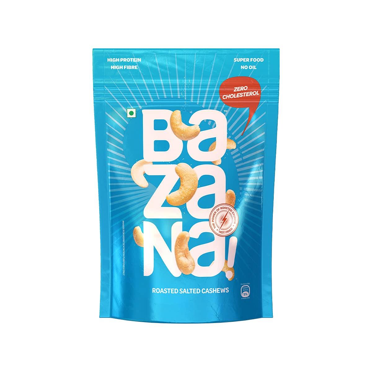 Bazana Bazana Roasted Salted Cashews (175g) - Protein-Packed, Fiber-Enriched, Healthy Fats | Elevate Your Snacking Experience with an Immunity Boost | Perfect for Vegetarians and Keto Enthusiasts