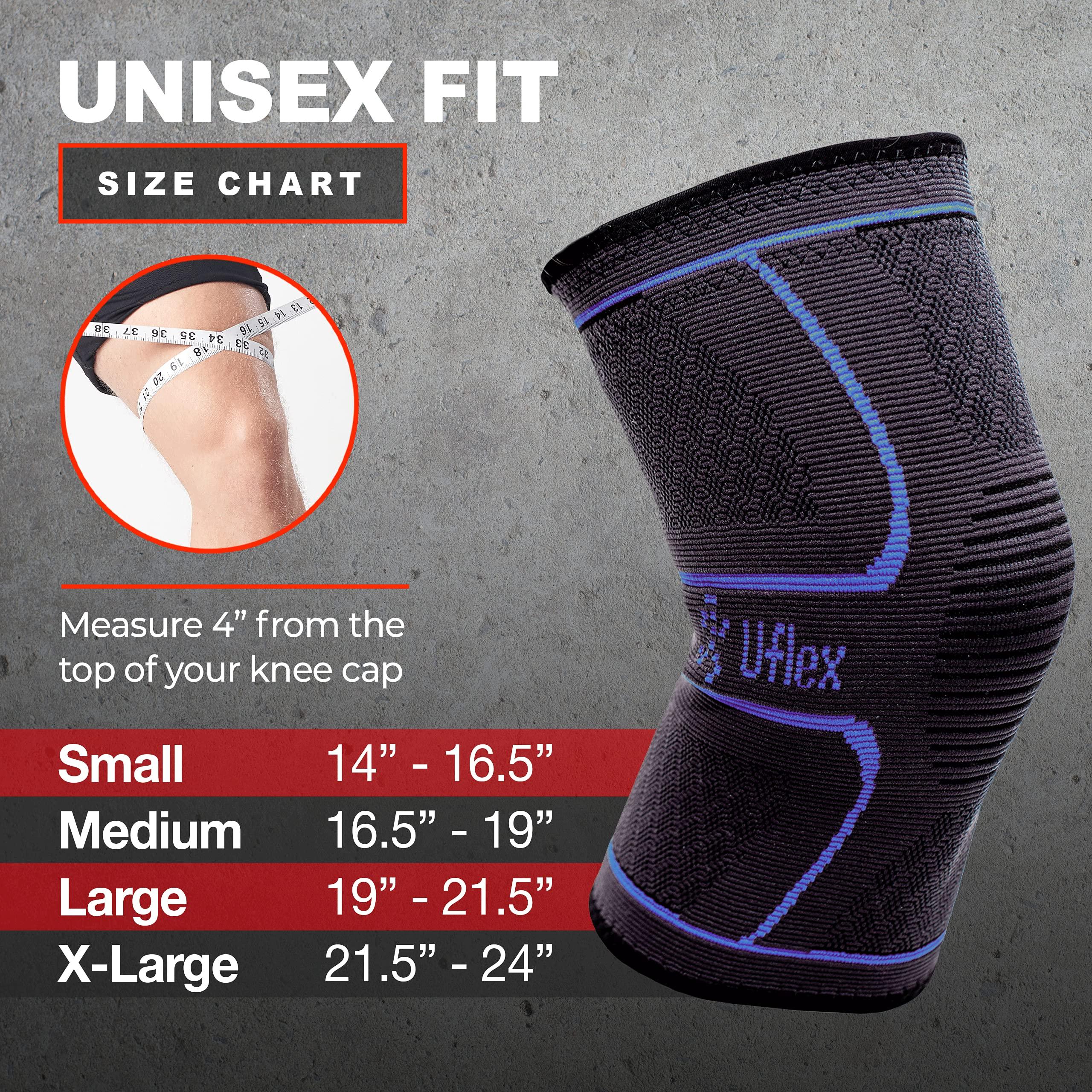 UFlex Athletics UFlex Athletics Knee Compression Sleeve Support for Women and Men - Knee Brace for Pain Relief, Fitness, Weightlifting, Hiking, Sports - Red,X-Large (Pack of 1)