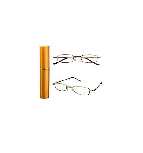 Partap optical Partap Optical Reading Glasses, Pen Size, Metal Case, Smalll Size, Use Men Women, Colour Golden, Power + 1.0 To + 3.0 (+ 1.75)