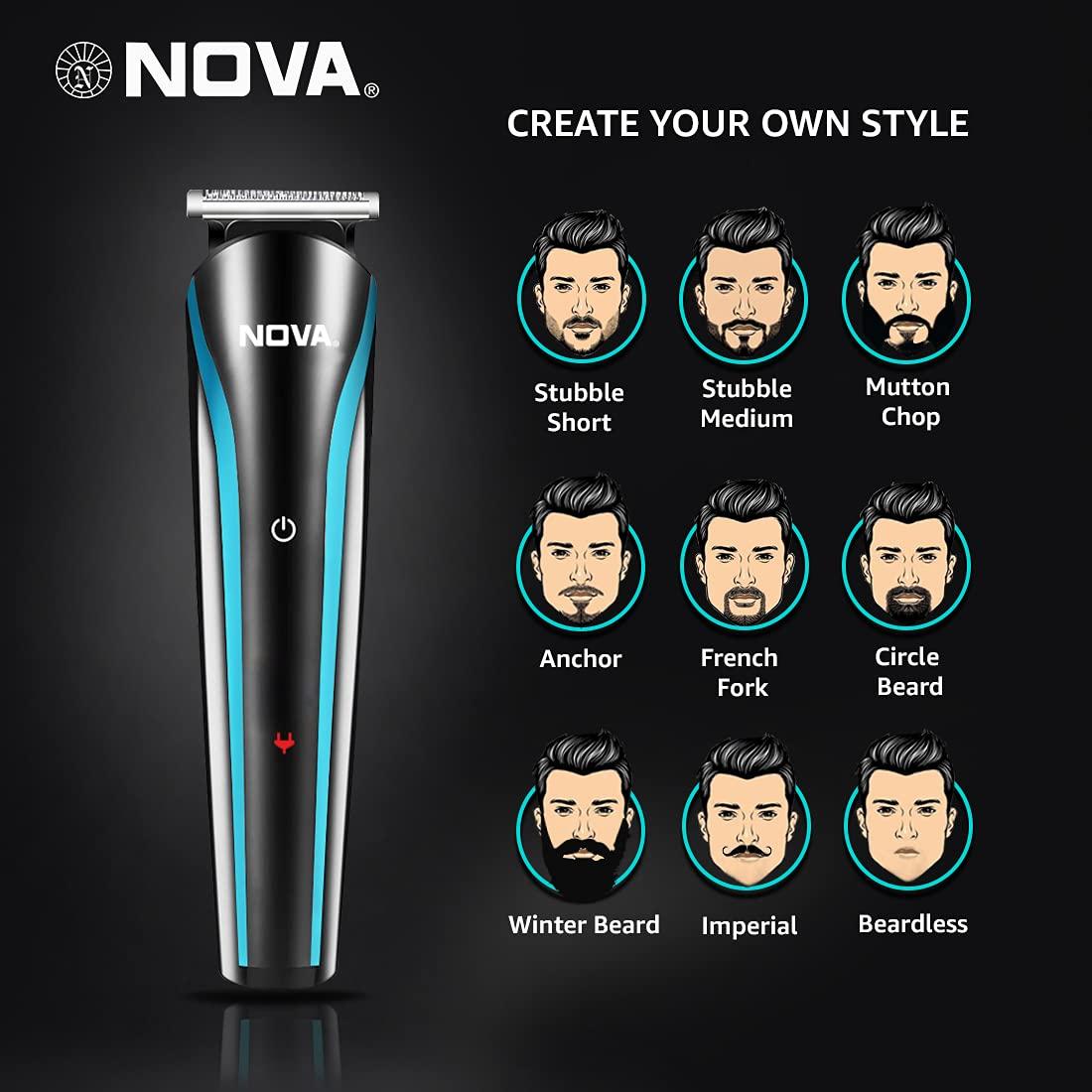 Nova NOVA NG 1152 Cordless Rechargeable: 60 Minutes Runtime Multi Grooming Trimmer for Men ( Black or blue )