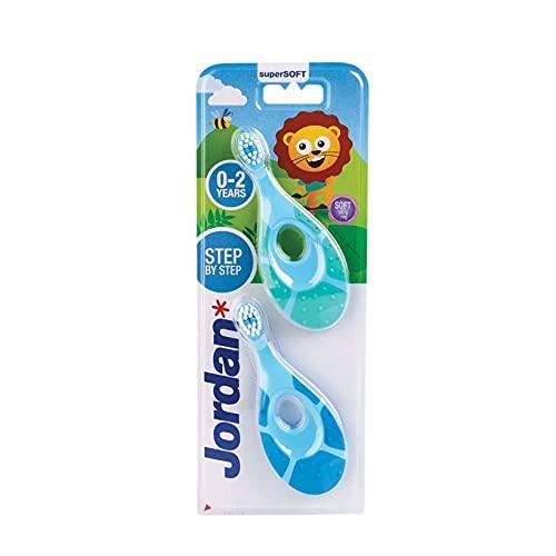 Jordan Jordan Step 1 Baby Toothbrush, 0-2 Years, Soft Bristles, BPA Free (Pack of 4, 0-2 Years - Multi Color)