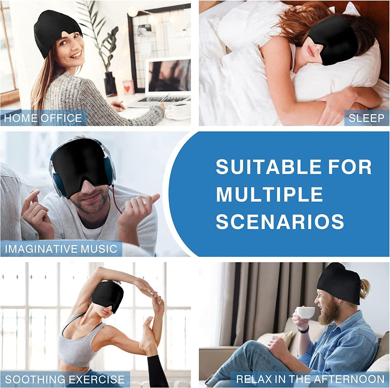 Krupasadhya Krupasadhya Headache Relief Hat & Migraine Cap Cold Compress,Migraine Ice Head Wrap,Migraine Relief Cap for Headache Eyes Mask for Puffy Eyes(multi color - migraine relief cap)