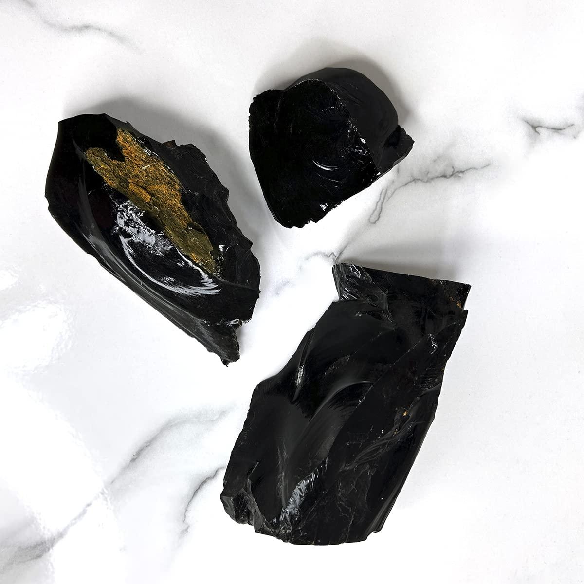 Shubhanjali Shubhanjali Natural Crystal Golden Obsidian Raw Stones 50 Gm Original Golden Obsidian Crystals Rough Raw Extra Large Gemstone Chunk Rock Raw Pieces for Meditation Home Dcor Reiki Healing