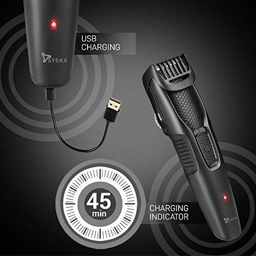 SYSKA Syska HT200 PRO Beard Trimmer for Men, Cordless, USB Rechargeable Trimmer with Washable Head, 20 Length Settings, 45 min Run Time (Black) 2 year warranty