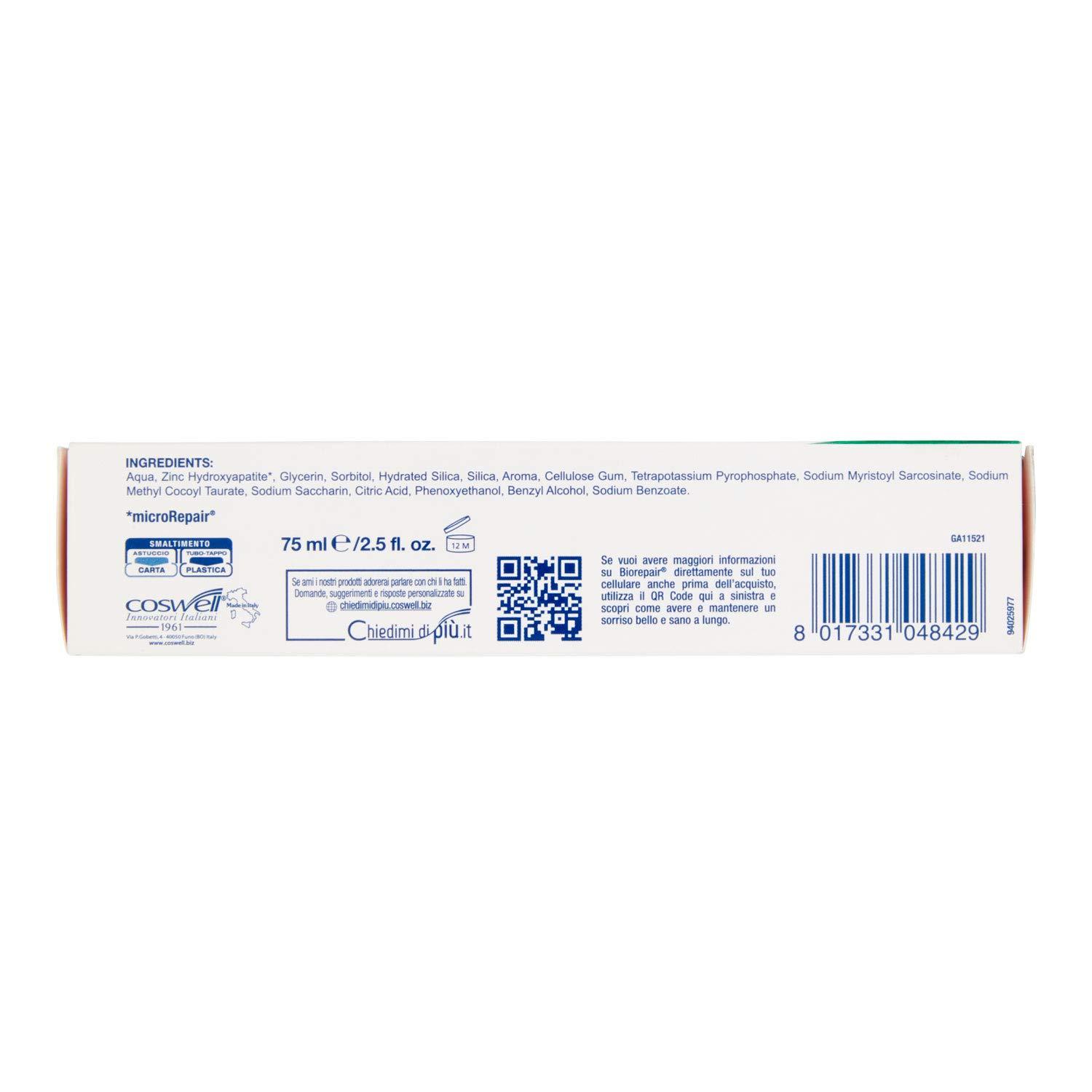 Biorepair: Biorepair: \"Total Protective Repair\" Toothpaste with microRepair, New Formula - 2.5 Fluid Ounce (75ml) Tube [ Italian Import ]