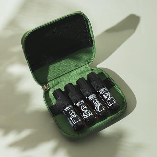 Ayurescue Ayurescue Pocket Pharmacy Herbal First Aid Kit containing 4 Essential Oil Roll-Ons for Stress, Insomnia, Headache, Pain, Indigestion, Cough & Cold | Must have on-the-go essential | Natural, Travel-Friendly Solution