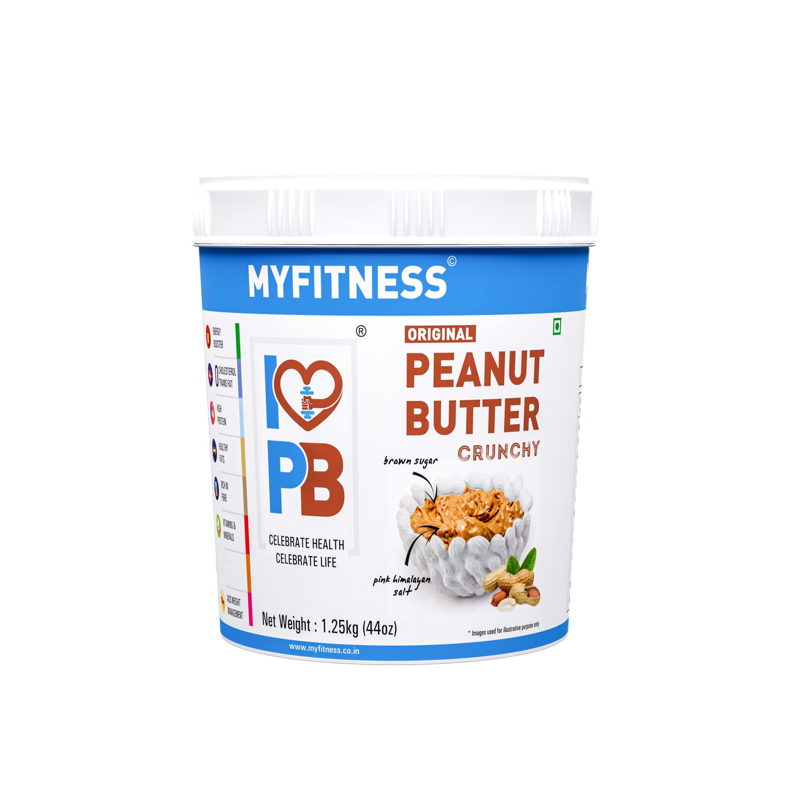 I LOVE PB MYFITNESS Peanut Butter Crunchy 1250g + MYFITNESS Original Peanut Butter Crunchy 510g