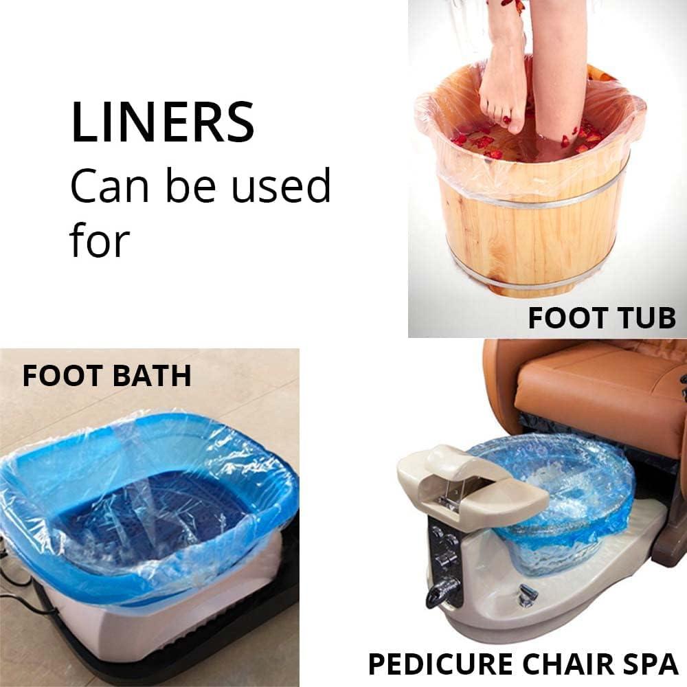 STORE77 STORE77 Premium Disposable Spa Chair Liners Elastic Bags, Pedicure Bowl Liners with Enhanced Thickness and Pedicure Liners Disposable Optimal Fit for Most Chair Spas, Foot Bath, Foot Tub, Clear - 100 PCS